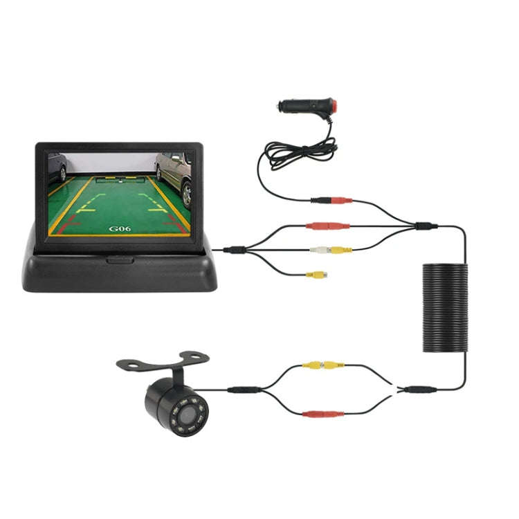 4.3 Inch Display Night Vision Waterproof Reversing Camera +7 Meter Extension Cable, Color: Detach...