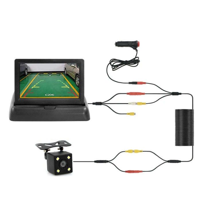 4.3 Inch Display Night Vision Waterproof Reversing Camera +7 Meter Extension Cable, Color: Detach...