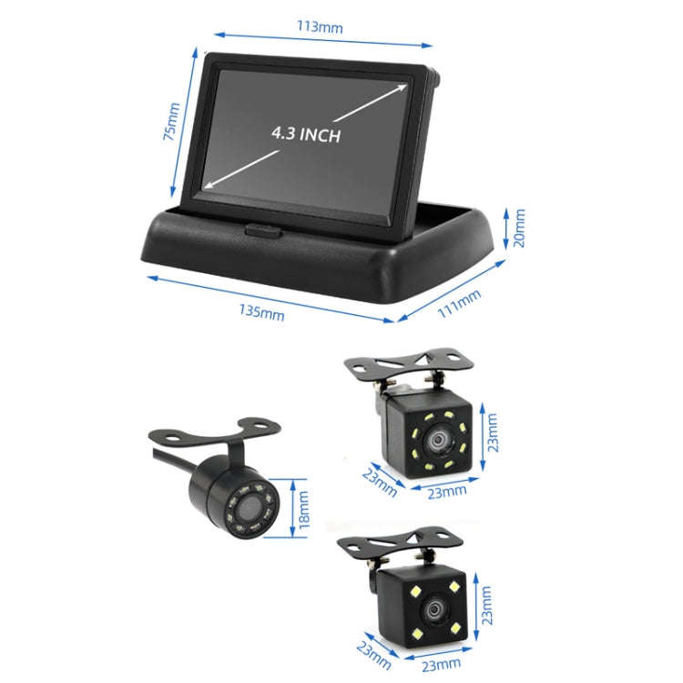 4.3 Inch Display Night Vision Waterproof Reversing Camera +7 Meter Extension Cable, Color: Detach...