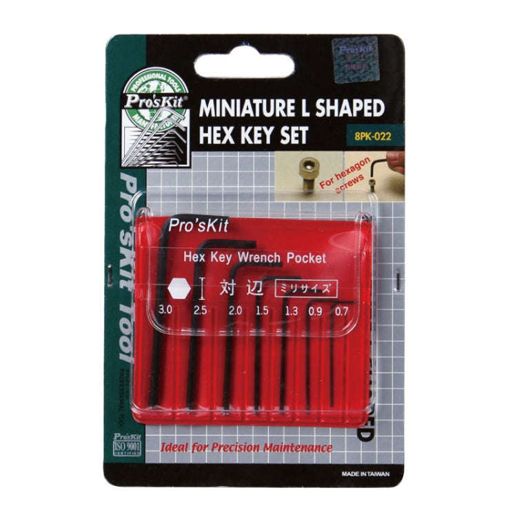 ProsKit  7pcs /Set 0.7mm - 3mm Mini Hex Key Set L Shaped Hexagon Pocket Tool