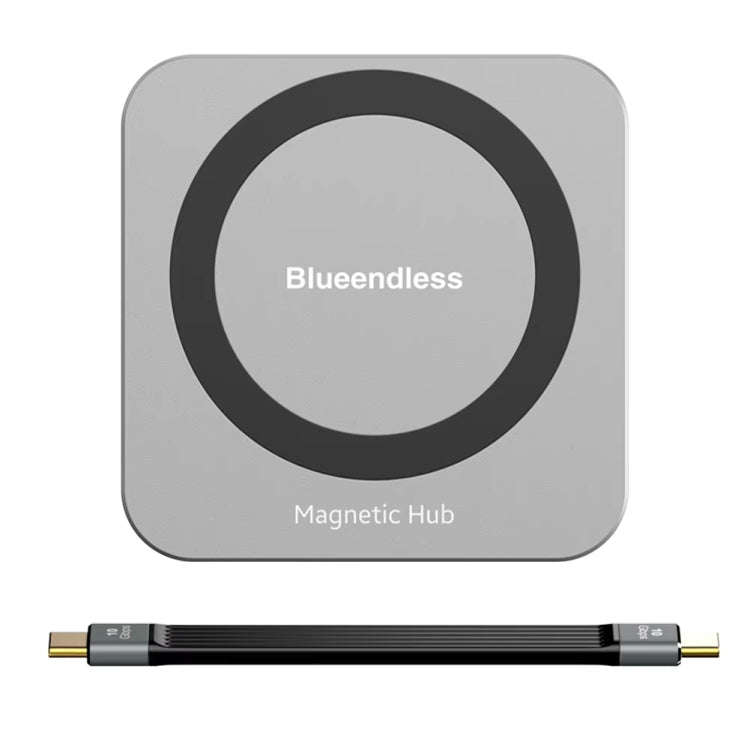 Blueendless 8-In-1 Magnetic HUB With M.2 NVMe/SATA SSD Enclosure (HDMI+PD100W+USB-C/Type-C 3.2+US...