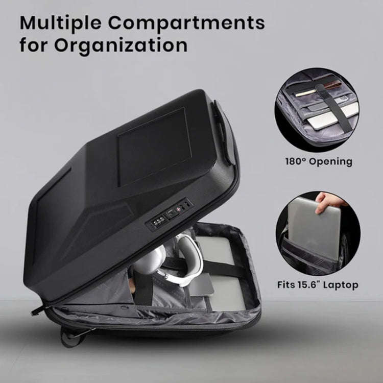 BANGE BG-2956 Expandable Hard Shell Computer Bag Men Business Backpack(Black)