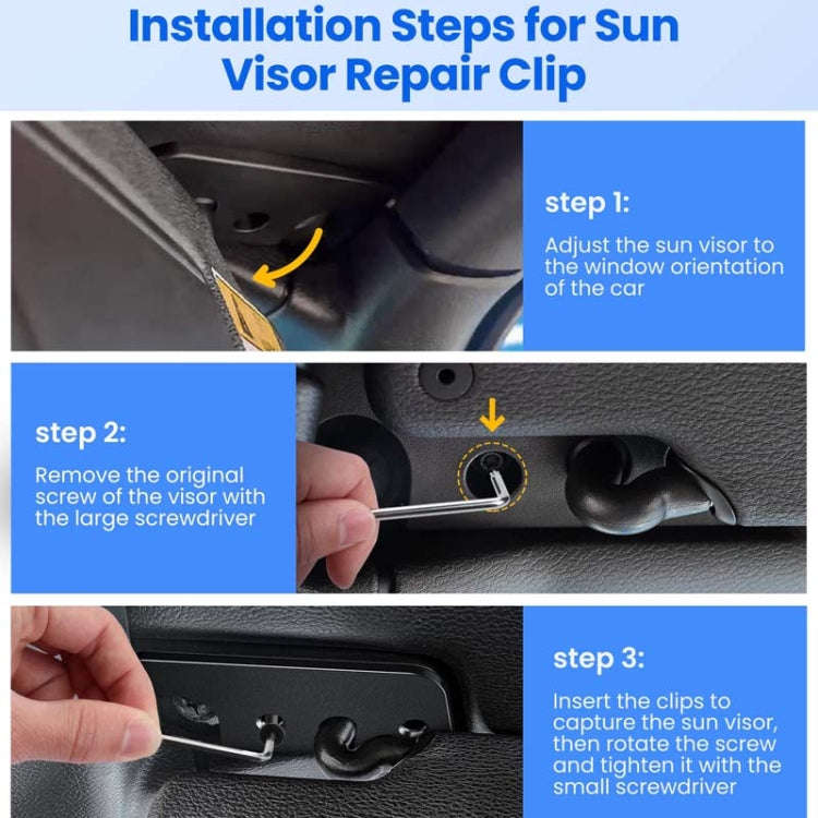 Car Sun Visor Repair Kit For Jeep Wrangler JK2018 / Wrangler 2018-2023 / Gladiator 2020-2023(Black)