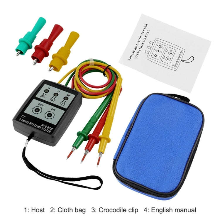 SP8030 3 Phase Alternating Current Phase Meter Phase Detector Rotation Tester Indicator Digital P...