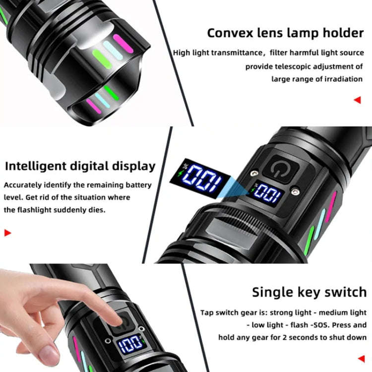 E-SMARTER A08 Flat Port Digital Display Fluorescent Strip Flashlight High Power LED Strong Light ...