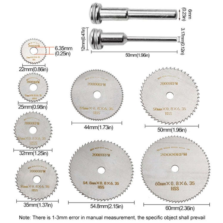 10pcs /Set High-Speed Steel Cutting Blade Multi-Size Cutting Wood PVC Electric Grinder Saw Blade ...