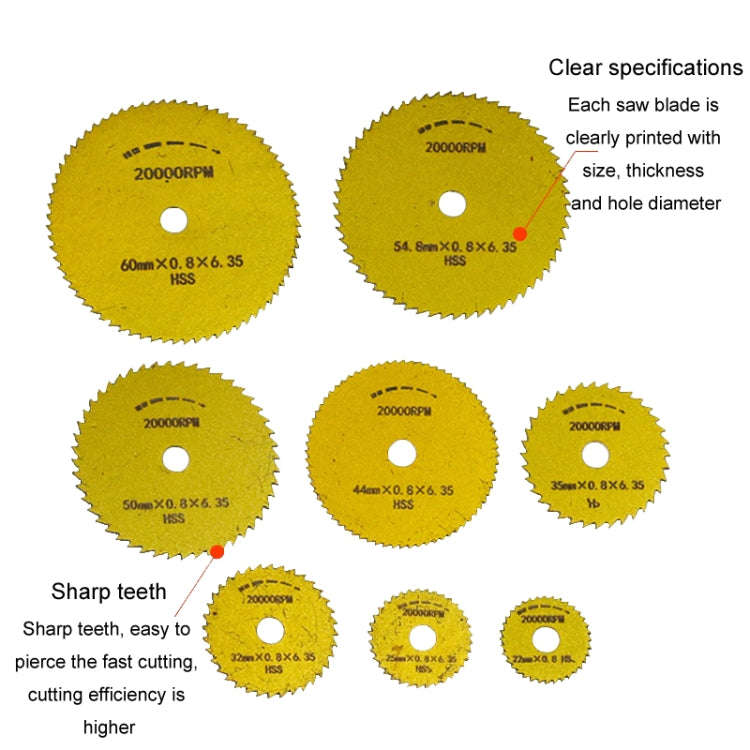 10pcs /Set High-Speed Steel Cutting Blade Multi-Size Cutting Wood PVC Electric Grinder Saw Blade ...