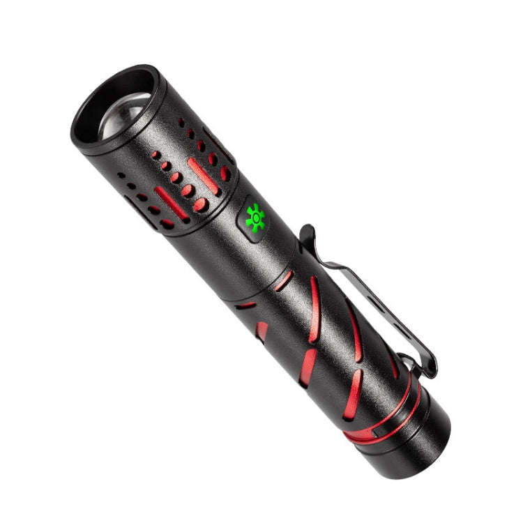 E-SMARTER XQ-S50 Mini Laser Flashlight Retractable Zoom Pen Clip LED Emergency Overhaul Flashligh...
