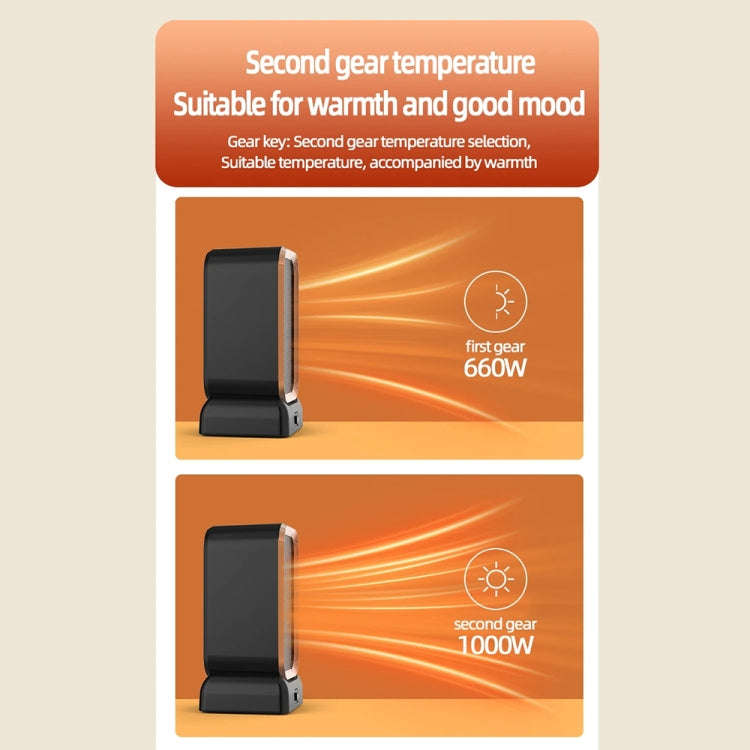 1000W High-power Household Heater Small Desktop Ceramic PTC Heating Heater, Spec: EU Plug(Black)