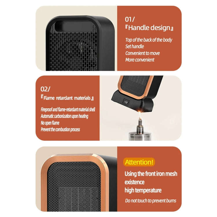 1000W High-power Household Heater Small Desktop Ceramic PTC Heating Heater, Spec: US Plug(White)