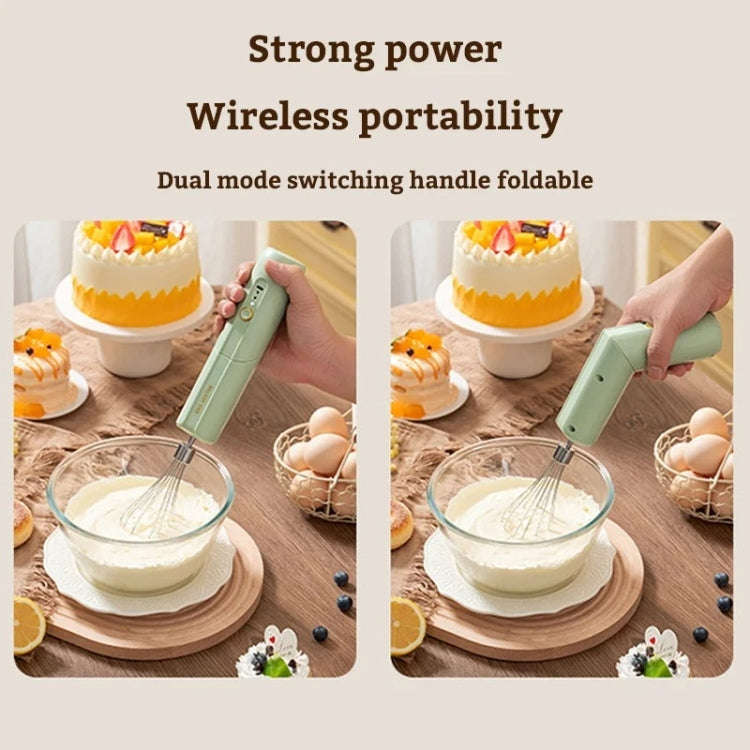Rotary Folding Double-head Electric Home Egg Beater Fully Automatic Wireless Baking Mixer(Green)