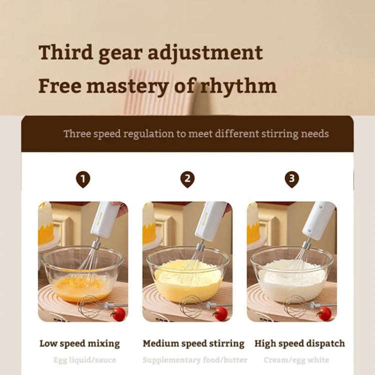 Rotary Folding Double-head Electric Home Egg Beater Fully Automatic Wireless Baking Mixer(White)