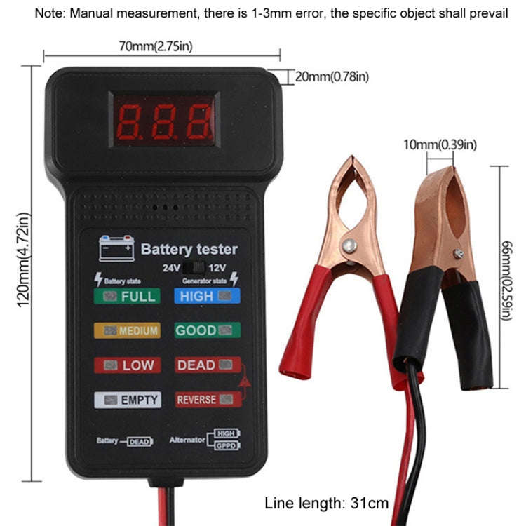 12/24V Battery Tester Car Battery Checker Electricity Capacity Tester