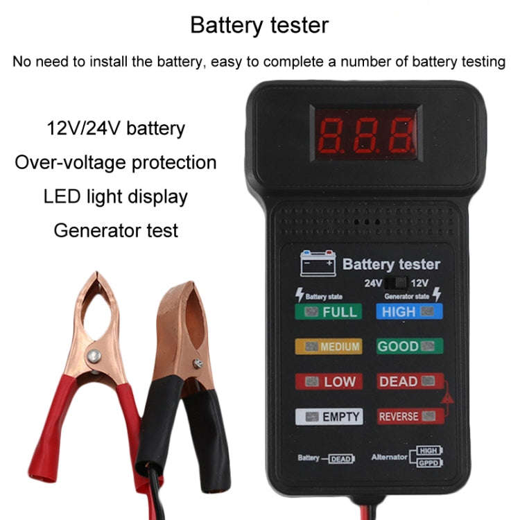 12/24V Battery Tester Car Battery Checker Electricity Capacity Tester