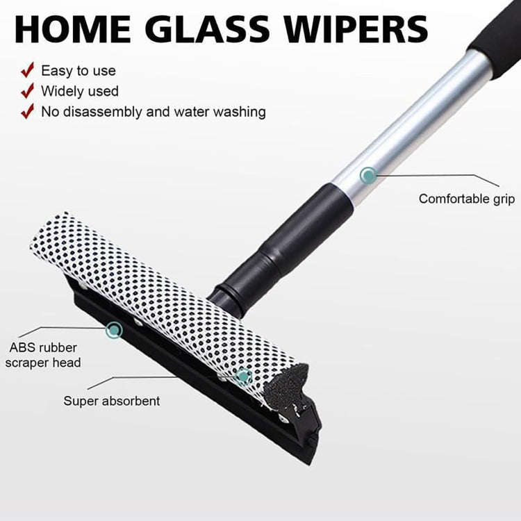 2-In-1 Household Double-Sided Glass Wiper Car Washing Cleaning Tool, Spec: Telescopic Yellow