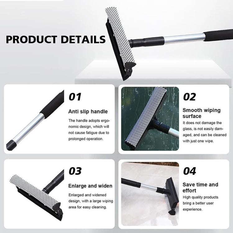 2-In-1 Household Double-Sided Glass Wiper Car Washing Cleaning Tool, Spec: Telescopic Yellow