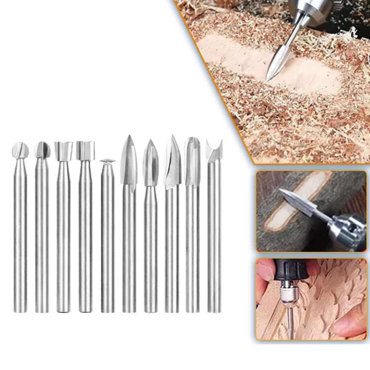 10pcs/ Set Electric Wood Carving Root Carving Tools Woodworking Engraving Polishing Tool Heads Mi...