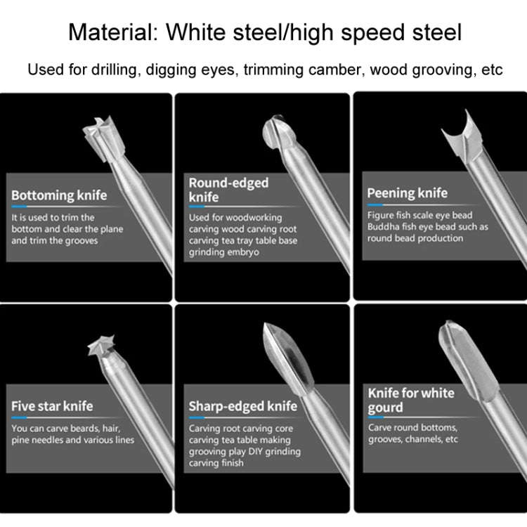 10pcs/ Set Electric Wood Carving Root Carving Tools Woodworking Engraving Polishing Tool Heads Mi...