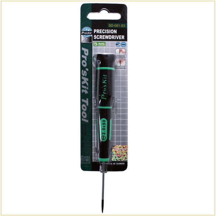 ProsKit SD-081-S3 Slotted Precision Screwdriver(2.0 x 50mm) for Daily Electronics Repairs(Green B...