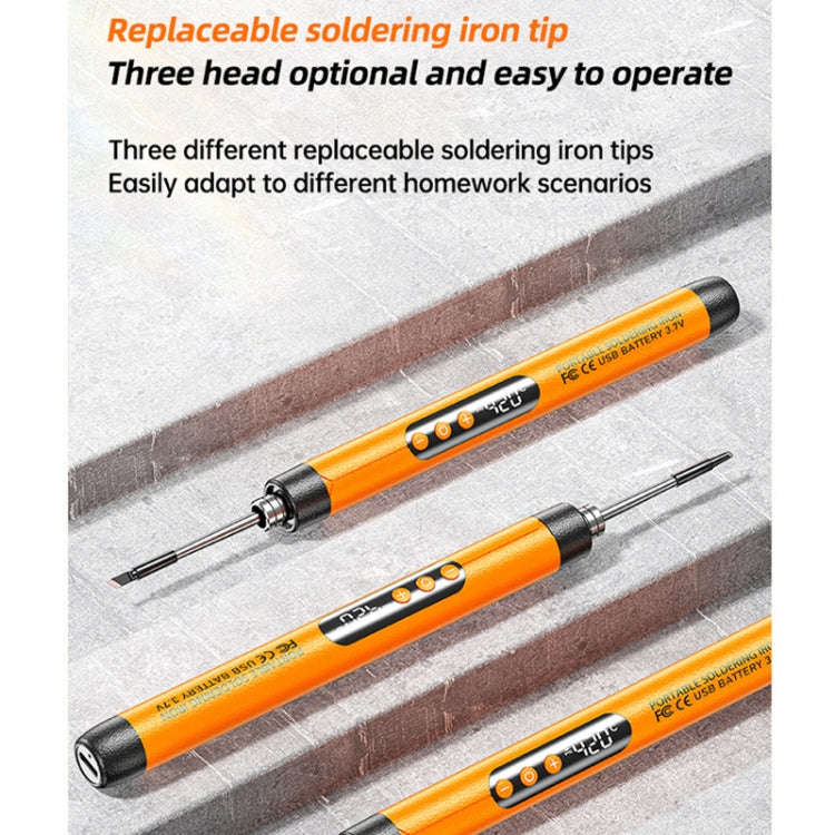 USB Digital Display Charging Soldering Iron Set 5-speed Temperature Adjustable 3 Heads Gray