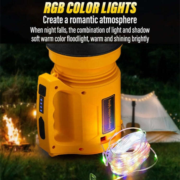 E-SMARTER 8W5205-2 Small Carrying Light With RGB Colorful Lamps Outdoor Cycling Searchlight(Yellow)