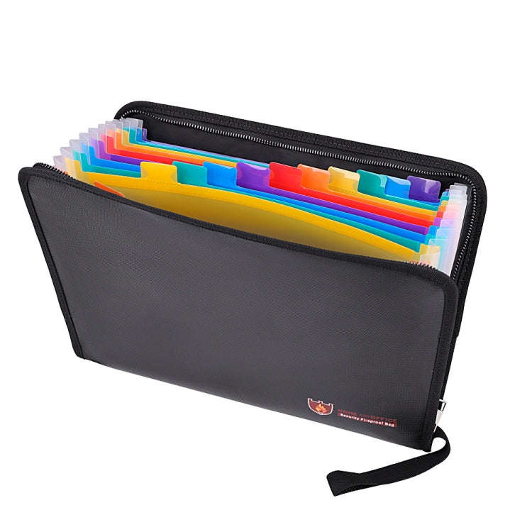 Fireproof Waterproof Accordion File Bag Document Organizer with 13 Pockets A4 Size 14.4x9.8x0.8 Inch