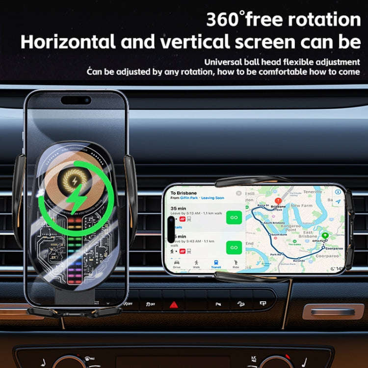 15W Car Sound Pickup Atmosphere Light Wireless Mobile Phone Charging Stand(Silver)