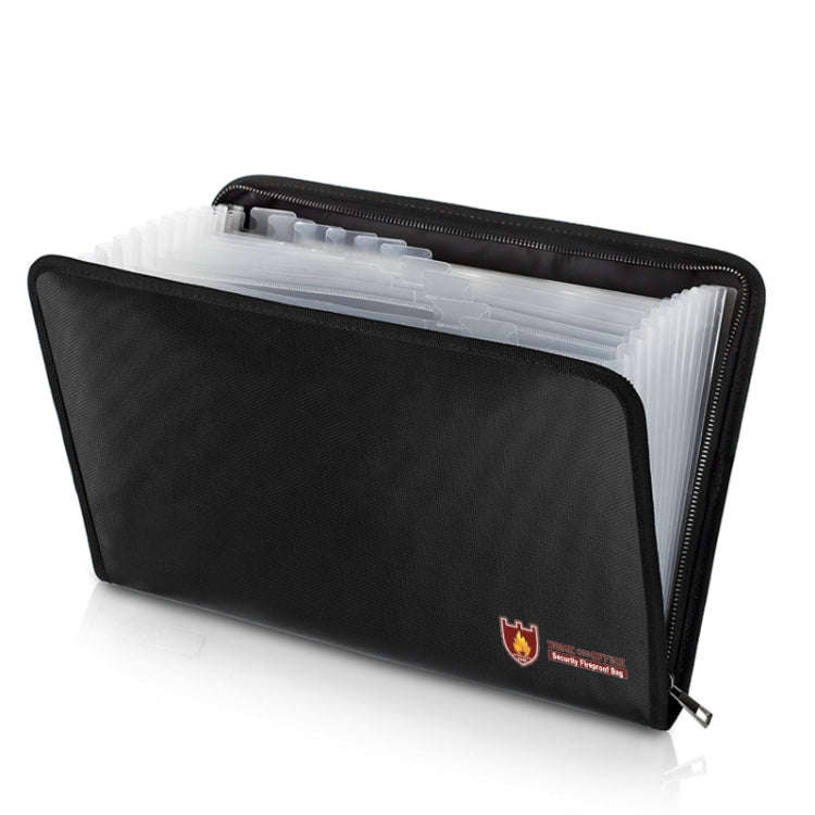 Fireproof Waterproof Accordion File Bag Document Organizer with 12 Pockets A4 Size 14.3x9.8x0.8 Inch