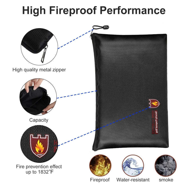 13.4x9.8in Fireproof Waterproof Document And Money Bag Cash Envelope For Jewelry Passport Valuables