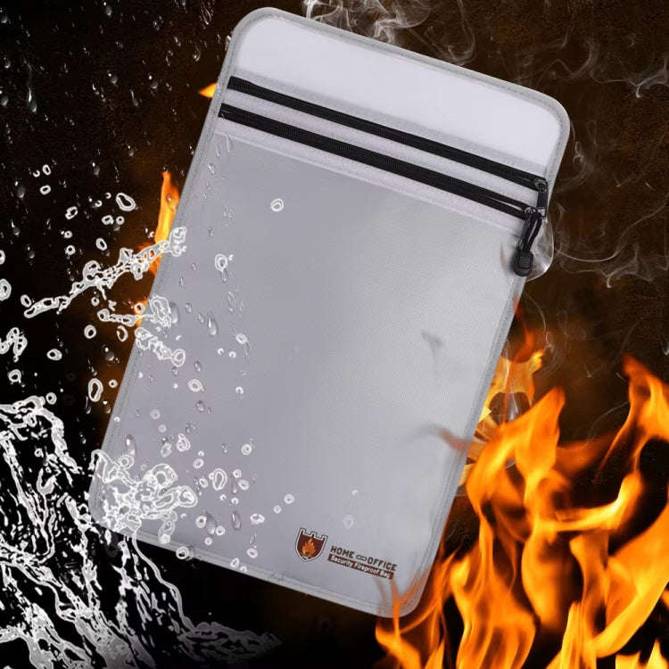Double Zipper Pockets Fireproof Document Bag Valuables Storage Pouch 10.6x6.9 Inch