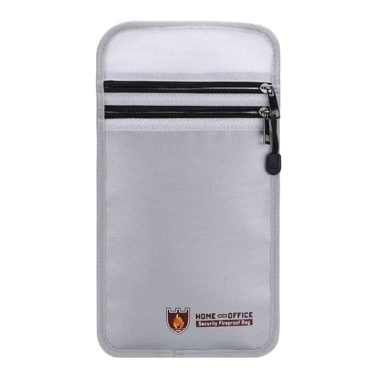Double Zipper Pockets Fireproof Document Bag Valuables Storage Pouch 10.6x6.9 Inch