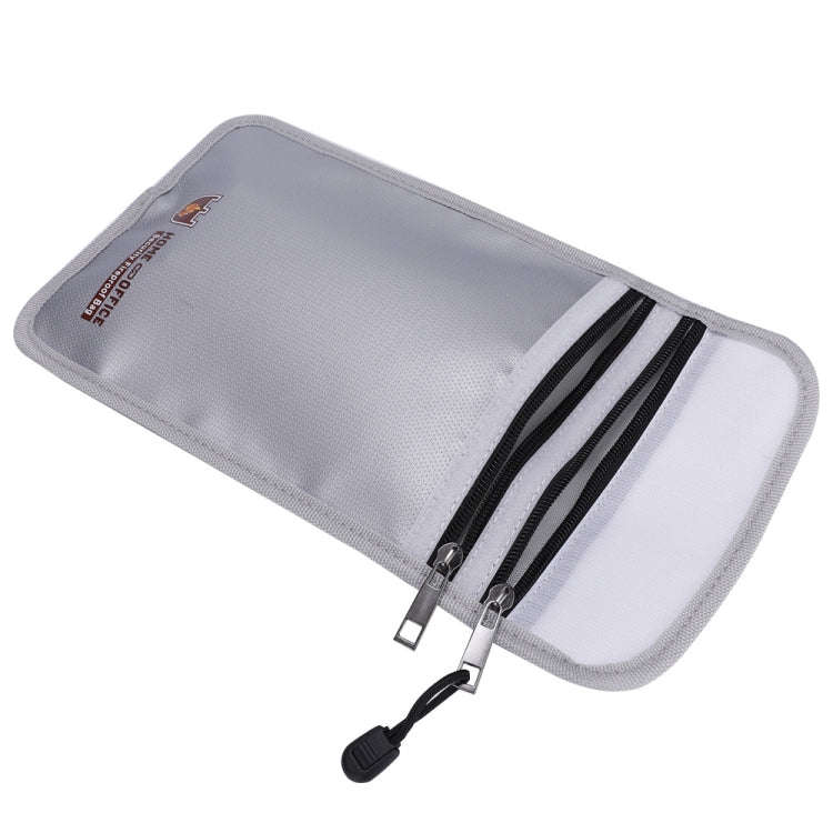 Double Zipper Pockets Fireproof Document Bag Valuables Storage Pouch 10.6x6.9 Inch