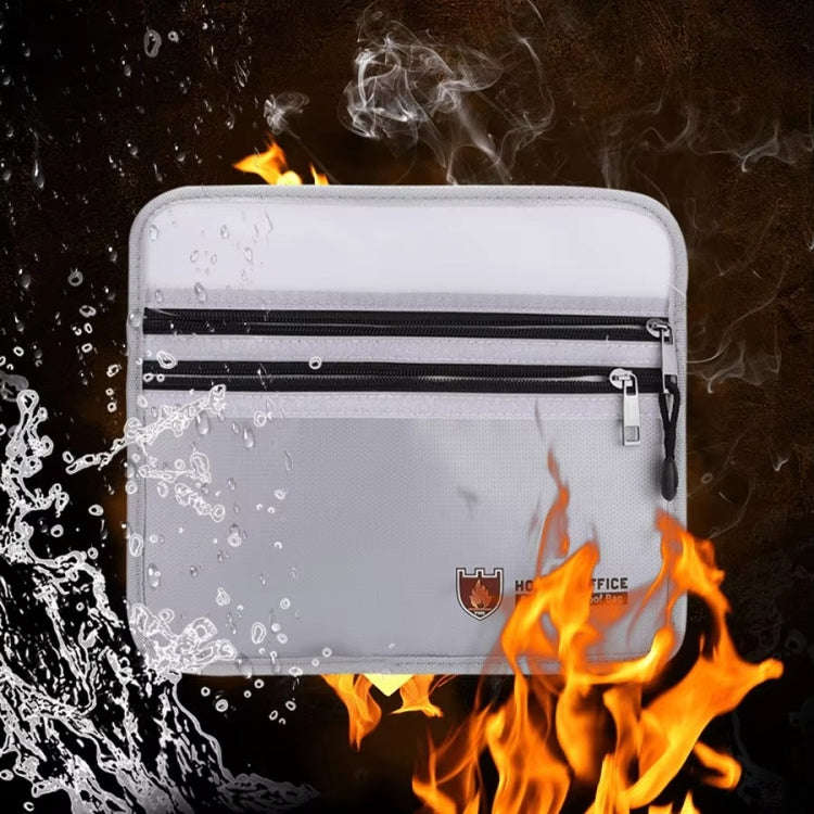 Double Zipper Pockets Fireproof Document Bag Valuables Storage Pouch 10.6x6.9 Inch