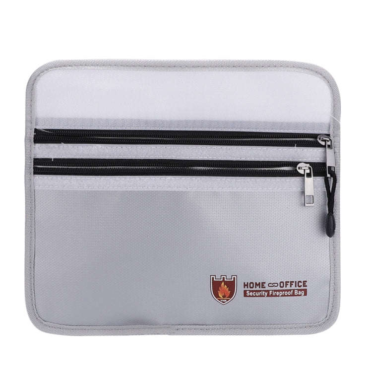 Double Zipper Pockets Fireproof Document Bag Valuables Storage Pouch 10.6x6.9 Inch