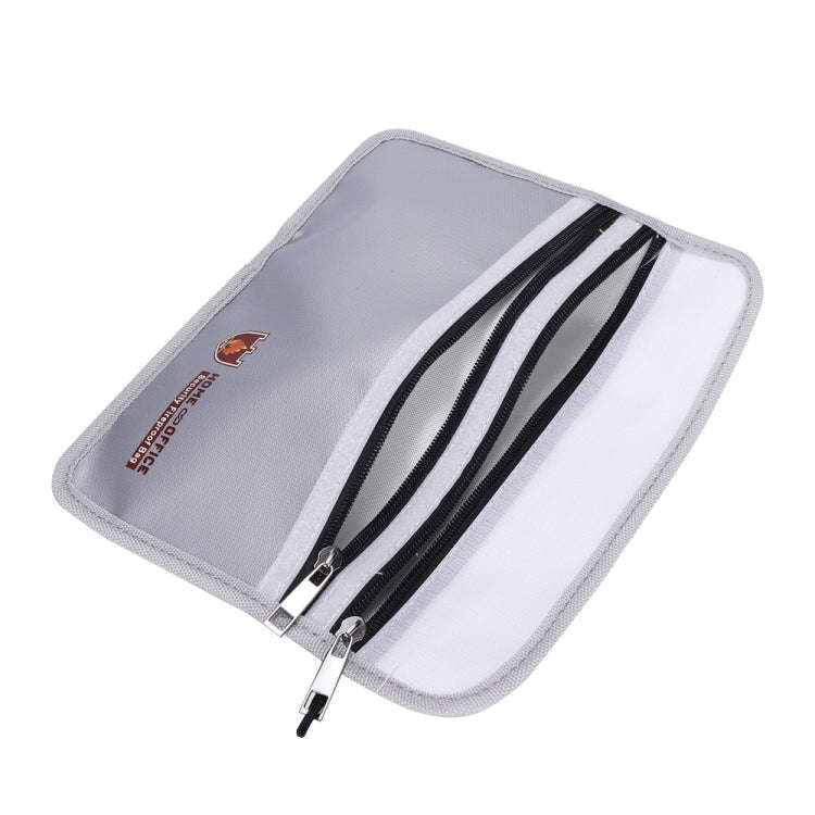 Double Zipper Pockets Fireproof Document Bag Valuables Storage Pouch 10.6x6.9 Inch