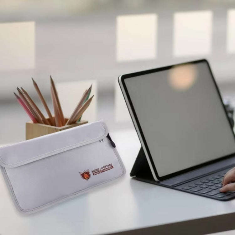 Double Zipper Pockets Fireproof Document Bag Valuables Storage Pouch 10.6x6.9 Inch
