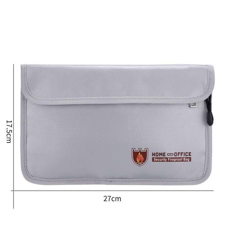 Double Zipper Pockets Fireproof Document Bag Valuables Storage Pouch 10.6x6.9 Inch