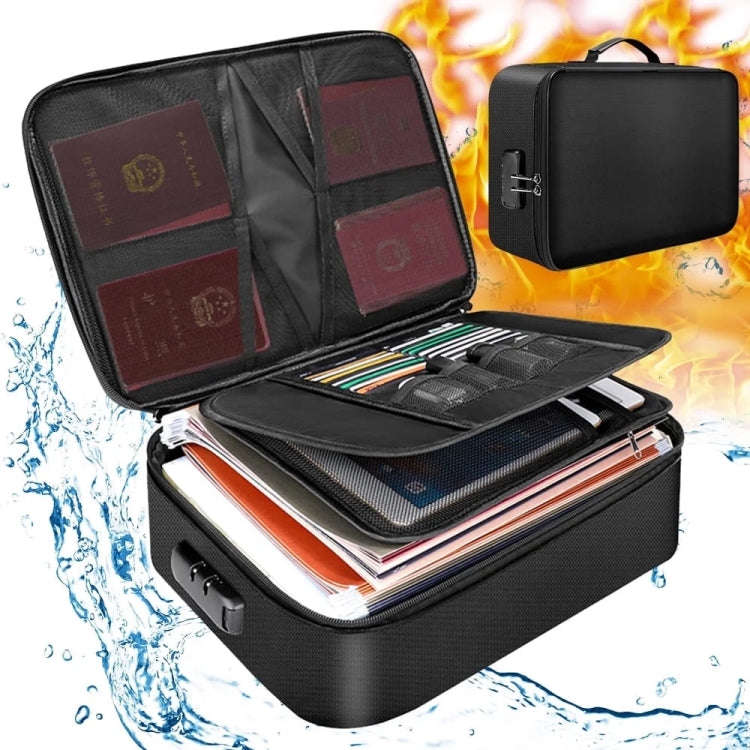 Fireproof and Waterproof Document Storage Bag Handbag with Password Lock 14.2x10.6x3.9 Inch