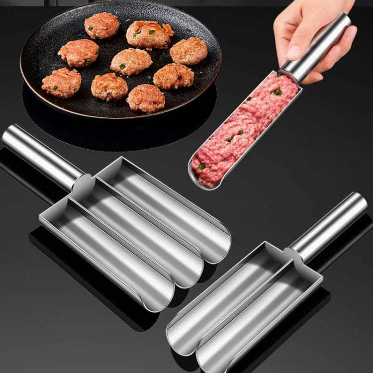Stainless Steel Meatball Maker Household Fishball Shrimp Sauce Mold, Style: Double Cylinders