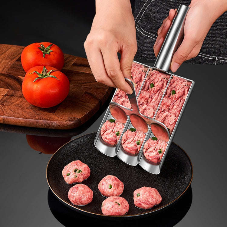 Stainless Steel Meatball Maker Household Fishball Shrimp Sauce Mold, Style: Three Cylinders