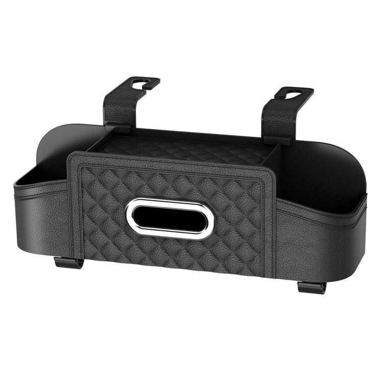 Multifunctional Car Seat Back Tissue Storage Box Hanging Bag(Black)