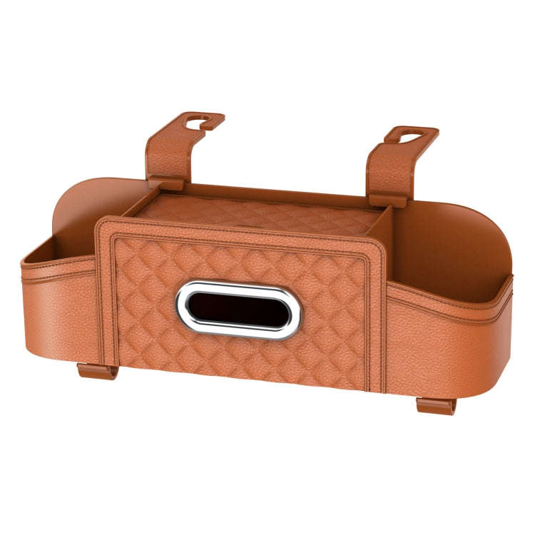Multifunctional Car Seat Back Tissue Storage Box Hanging Bag(Orange)