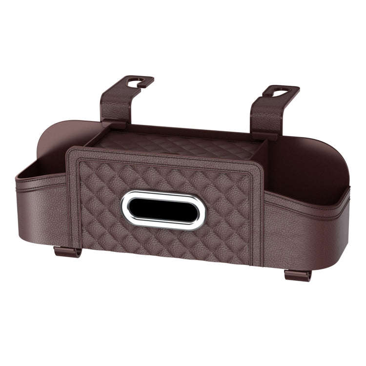 Multifunctional Car Seat Back Tissue Storage Box Hanging Bag(Brown)