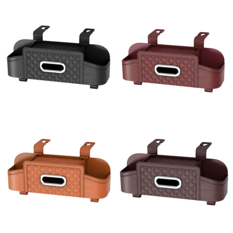 Multifunctional Car Seat Back Tissue Storage Box Hanging Bag(Wine Red)