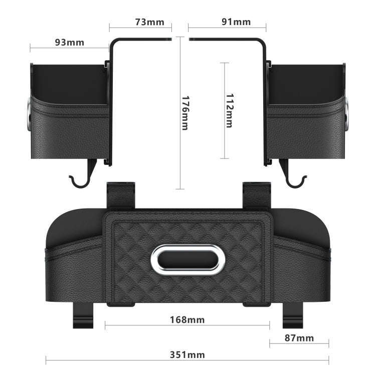 Multifunctional Car Seat Back Tissue Storage Box Hanging Bag(Wine Red)