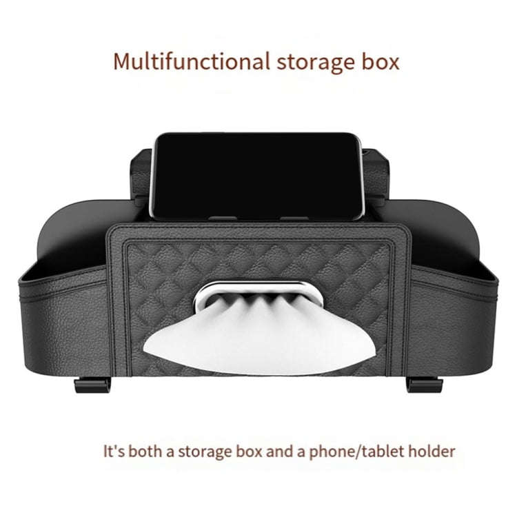Multifunctional Car Seat Back Tissue Storage Box Hanging Bag(Wine Red)