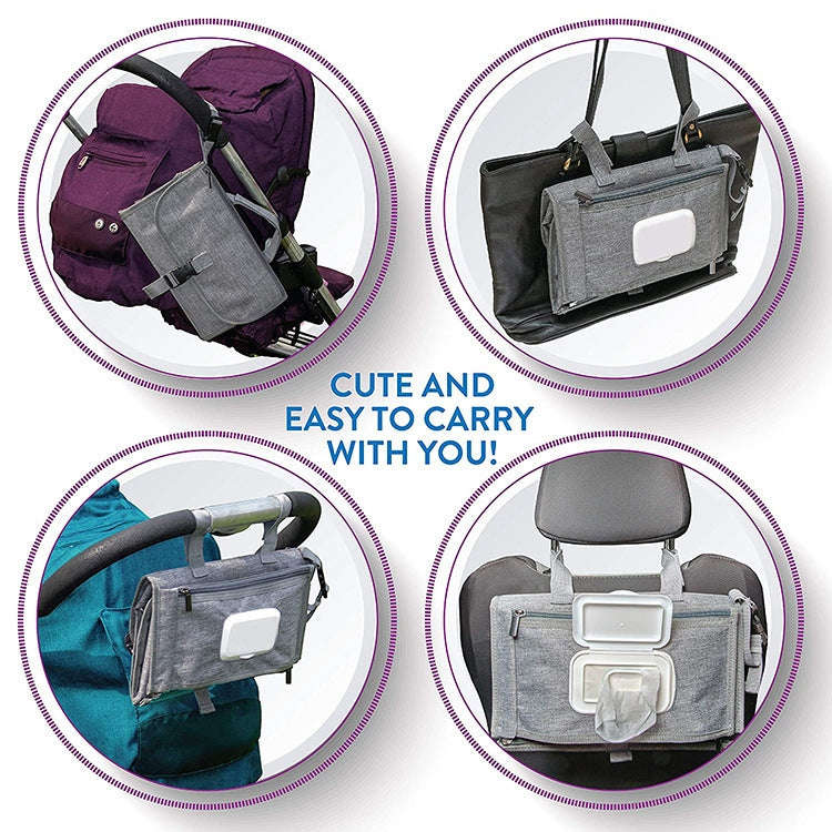 Multifunctional Waterproof Changing Diaper Pad Children Car Bag(Gray)