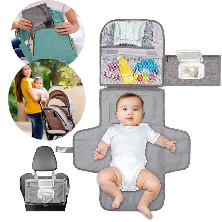 Multifunctional Waterproof Changing Diaper Pad Children Car Bag(Gray)