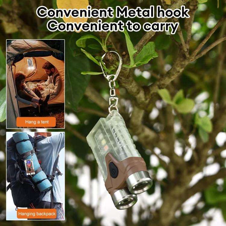 E-SMARTER Portable LED Keychain Light Outdoor Camping Dual Lamp(Brown)