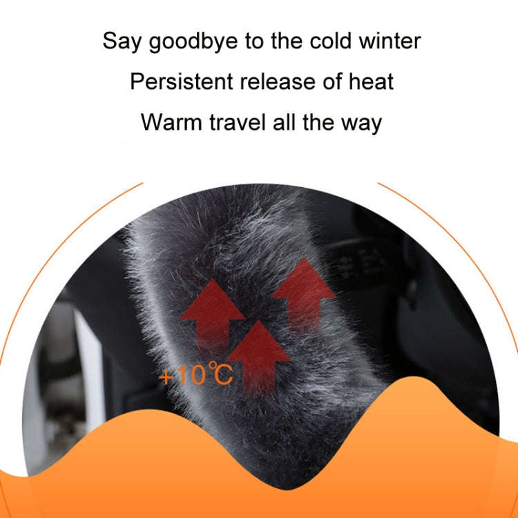 38cm Car Steering Wheel Winter Warm Short Plush Cover(O-type Gray)
